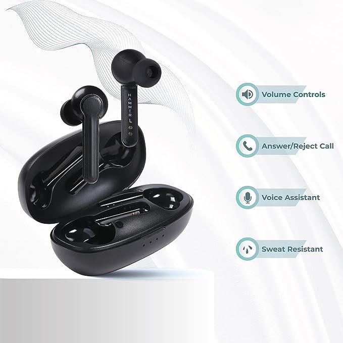 HAMMER Solo 3.0 True Wireless in Ear Earbuds (TWS Earbuds) with Mic Bluetooth Earbuds with Total 20 Hrs Playtime, Voice Assistant, Auto Paired Technology, Smart Touch Controls, (Black) HAMMER Solo 3.0 True Wireless in Ear Earbuds (TWS Earbuds) with Mic Bluetooth Earbuds with Total 20 Hrs Playtime, Voice Assistant, Auto Paired Technology, Smart Touch Controls, (Black)